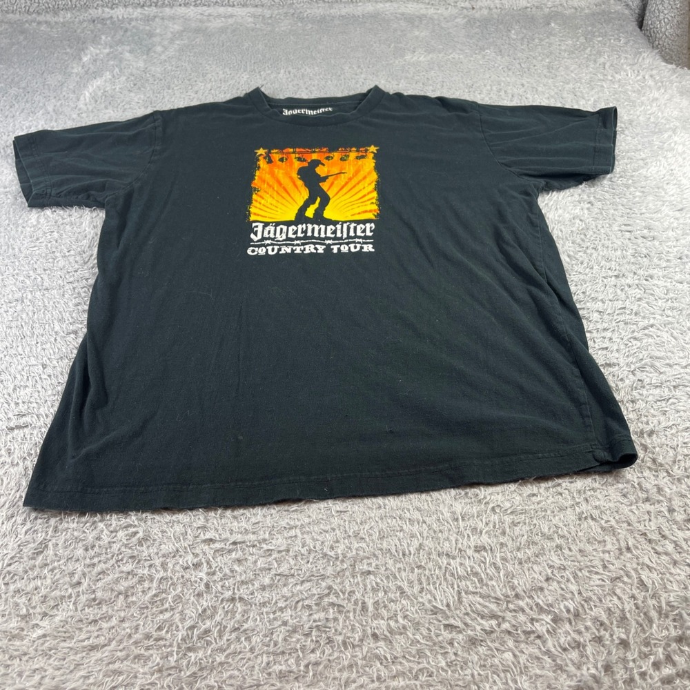 Jagermeister Country Tour Graphic T-Shirt Mens XL Black Cotton Short Sleeve Tee